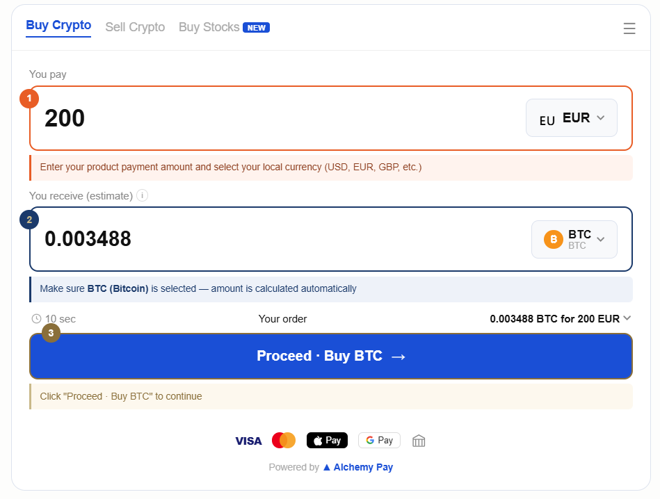 Alchemy Pay step 1