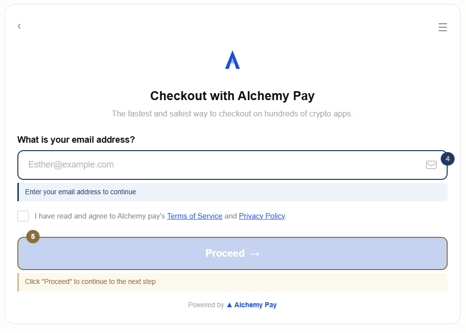 Alchemy Pay step 2