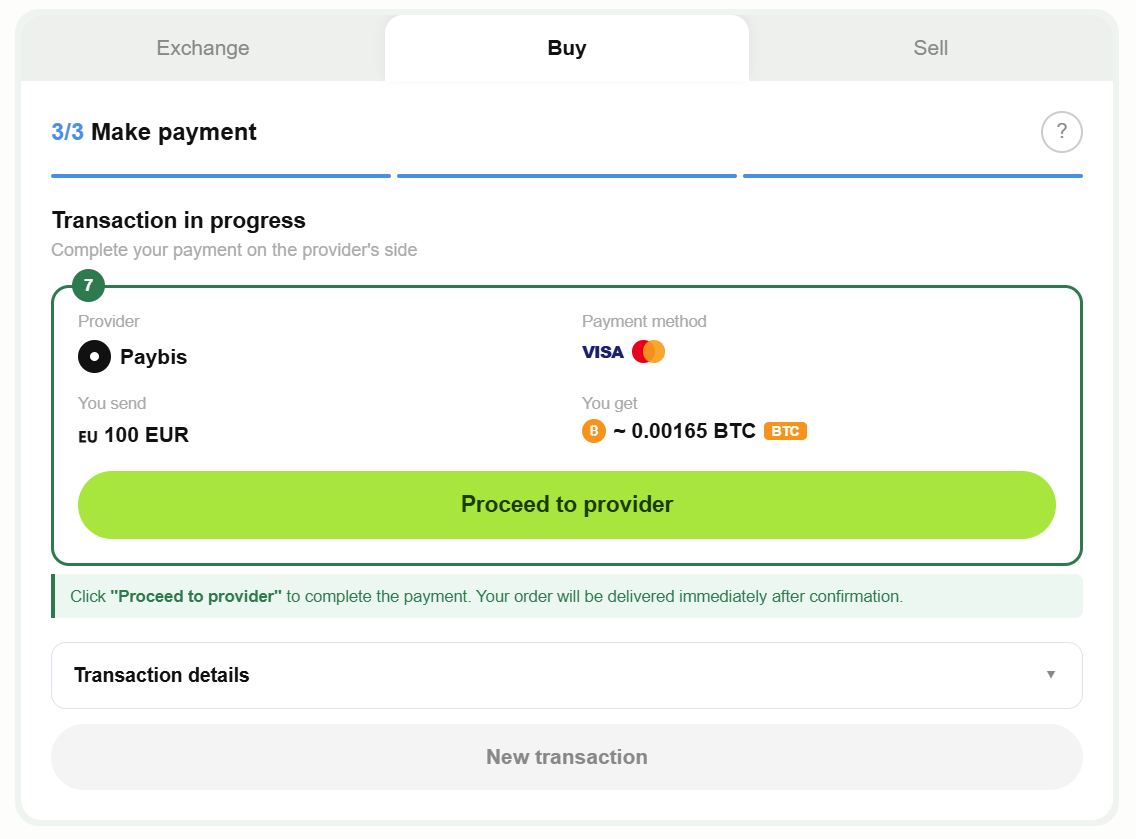 Changelly step 3