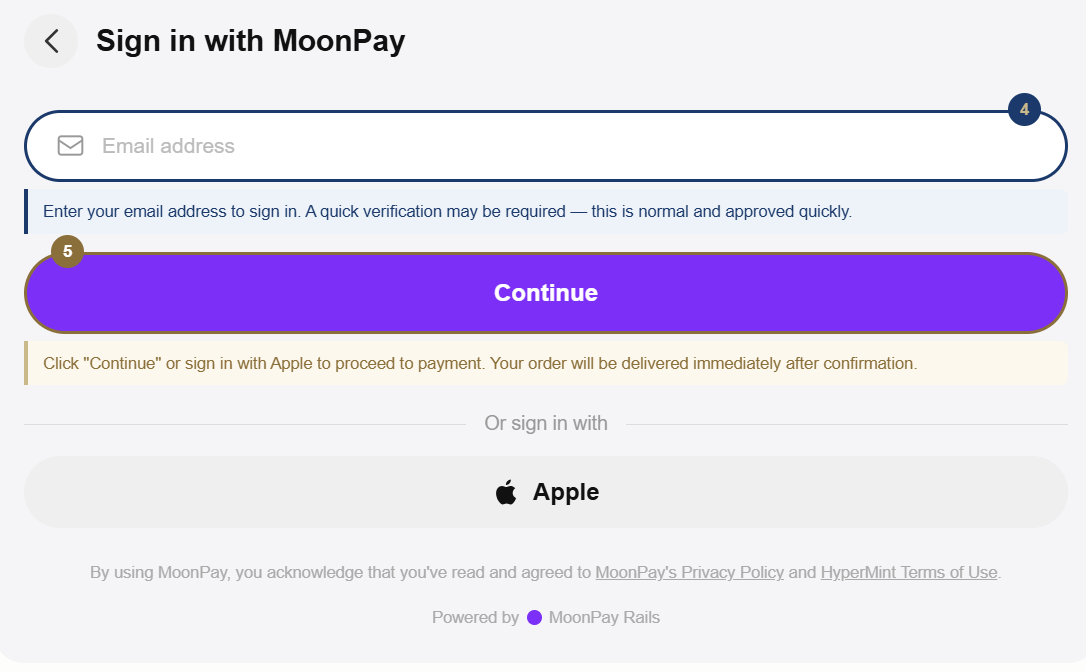 MoonPay step 2