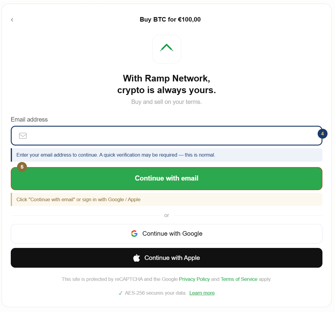 Ramp Network step 2