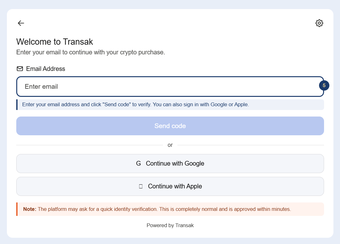 Transak step 2
